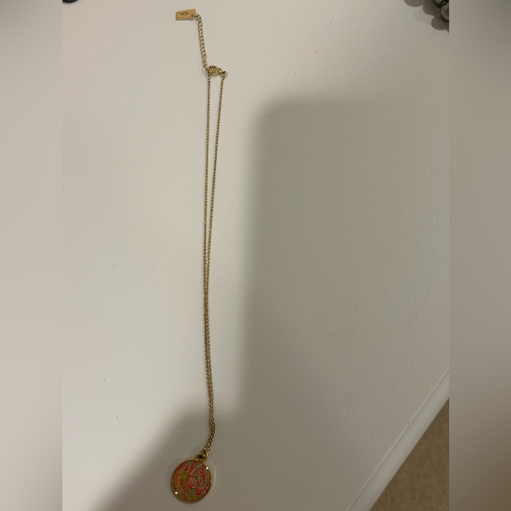 Lilly Pulitzer Gold Necklace with Pink Pendant